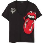 Rock Zwarte Strass Desigual Rolling Stones V-hals T-shirts V-hals  in maat M met Strass voor Dames 