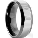 Zwarte & Zilverkleurige Hellende Stalen Ring